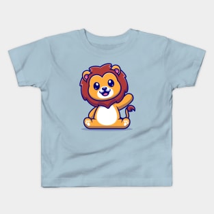 Cute Lion Sitting Cartoon Kids T-Shirt